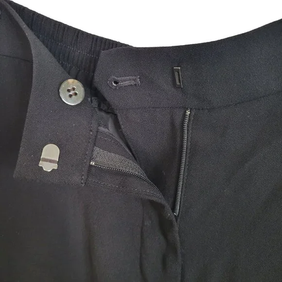 Ann Taylor Sz LP L Petite Pants Cropped Stretch Waist Zip Lace Fringe Hem Black - Picture 11 of 12